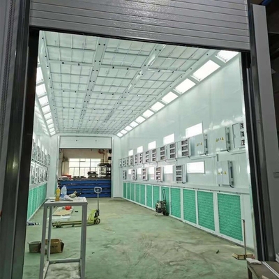 Sala de pintura de caminhão Bus Spray Booth com 2 conjuntos de ventiladores de entrada de 11KW e fonte de aquecimento de GLP