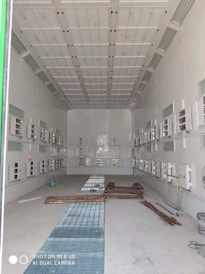 Loja de pintura de pulverização de ônibus industriais LED ao ar livre com 2 conjuntos de ventiladores de escape de 7,5 kW