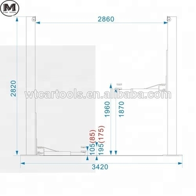 Capacidade de elevação de 4000 kg Dois post car lift com 2 passos braço de apoio e placa de piso