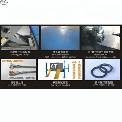 Rampa hidráulica de carro com 2.2KW de potência do motor e 480mm de altura de elevação Jack secundário
