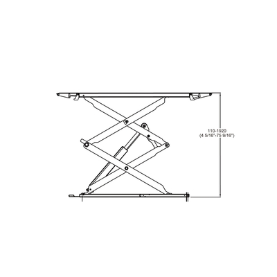 Altura de elevação de tesoura de automóvel de 1850 mm com fechadura de segurança pneumática