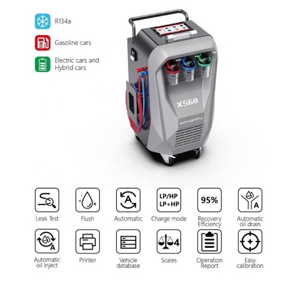 3/8HP Compressor X568 Automóvel Máquina de Recuperação AC Com Função de descarga e Impressora incorporada