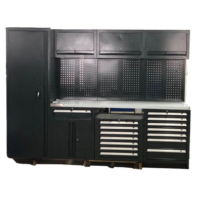 Armários de mesa de trabalho de garagem em metal preto W2400 D610 H40mm