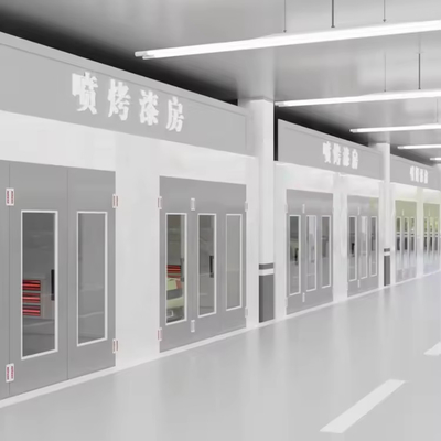 Loja de pintura de pulverização de ônibus industriais LED ao ar livre com 2 conjuntos de ventiladores de escape de 7,5 kW