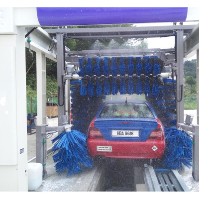 Máquina de lavagem de automóveis de túnel totalmente automática Máquina de lavagem de automóveis de alta pressão 10 escovas Sistemas de lavagem de automóveis de revés Sistema de controlo PLC Equipamento automático de lavagem de automóveis