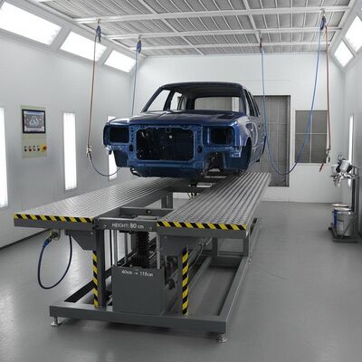 Cabine de Pintura Automotiva com Altura de Bancada Ajustável de 40cm a 118cm Base de Estrutura de Aço de 300mm e Componentes de Controle Schneider