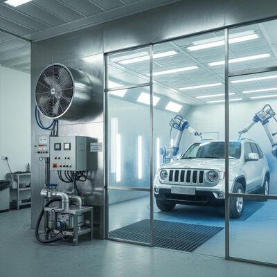 Cabine de pulverização de automóveis com ventilador de entrada de ar de tipo europeu de 5,5 kW 300 mm Base de estrutura de aço e altura do banco ajustável 40cm - 118cm